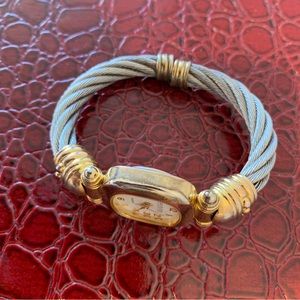 Vintage Joan Classics Rivers Quartz Watch Cuff Bracelet, needs battery